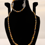 Bronzite Beaded Wrap Necklace with Charm