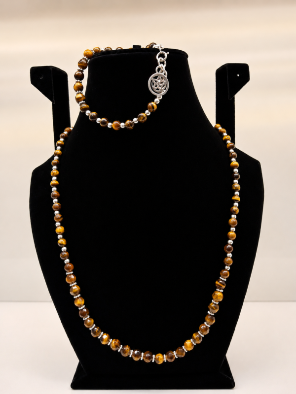 Bronzite Beaded Wrap Necklace with Charm
