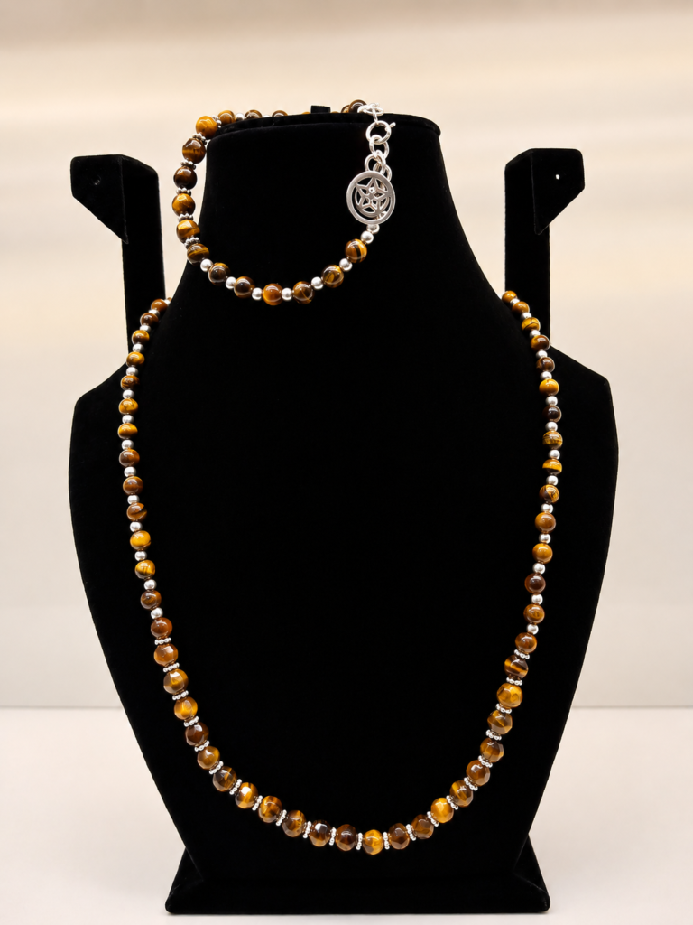 Bronzite Beaded Wrap Necklace with Charm