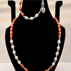 Pearl & Coral Beaded Wrap Necklace
