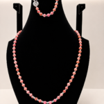 Pink Coral Beaded Wrap Necklace with Silver Accents
