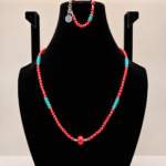 Red Coral & Turquoise Beaded Wrap Necklace