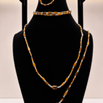 Tiger's Eye Beaded Wrap Necklace with Charm