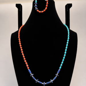 Turquoise, Coral & Lapis Beaded Wrap Necklace