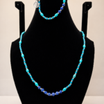 Turquoise & Lapis Beaded Wrap Necklace with Charm