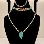 Turquoise & Peach Coral Beaded Wrap Necklace,Braclet