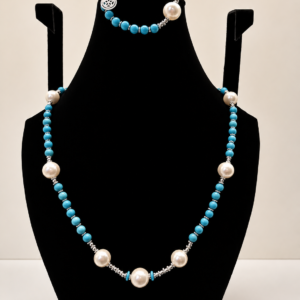 Turquoise & Pearl Beaded Wrap Necklace