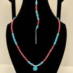 Turquoise & Coral Necklace with Nugget Accent