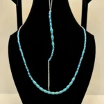 Turquoise Cylinder Beaded Necklace with Silver Detailing