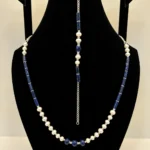 Pearl & Lapis Beaded Necklace with Silver Charm Accents