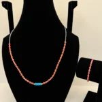 Coral & Turquoise Beaded Necklace with Silver Charm