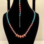 Turquoise & Coral Layered Wrap Necklace with Charm
