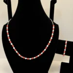 Pearl & Coral Necklace with Silver Chain Accent