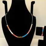 Multicolor Beaded Necklace with Silver Charm Accents