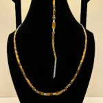 Tiger's Eye Beaded Necklace with Silver Charm Accent