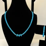 Turquoise Disc Beaded Necklace with Silver Chain