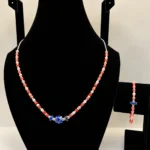 Coral, Peach Coral & Lapis Necklace with Silver Charm