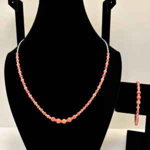 Coral & Peach Coral Necklace with Silver Chain