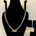Peach Coral & Turquoise Necklace with Nugget Accent