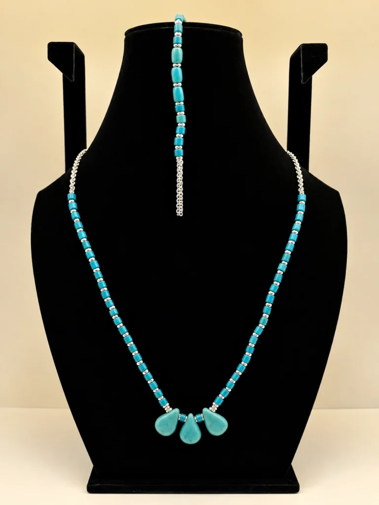 Turquoise Beaded Necklace with Nugget Accent