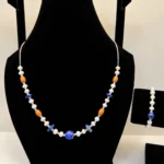 Pearl, Carnelian & Lapis Necklace with Silver Charm