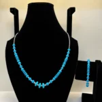 Turquoise Beaded Necklace with Disc Accents & Silver Chain
