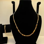 Tiger's Eye Cylinder Necklace with Silver Chain & Charm