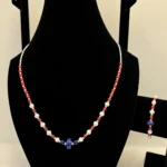 Pearl, Coral & Lapis Necklace with Silver Charm