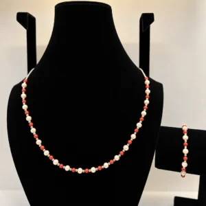 Coral & Peach Coral Necklace with Silver Spacers