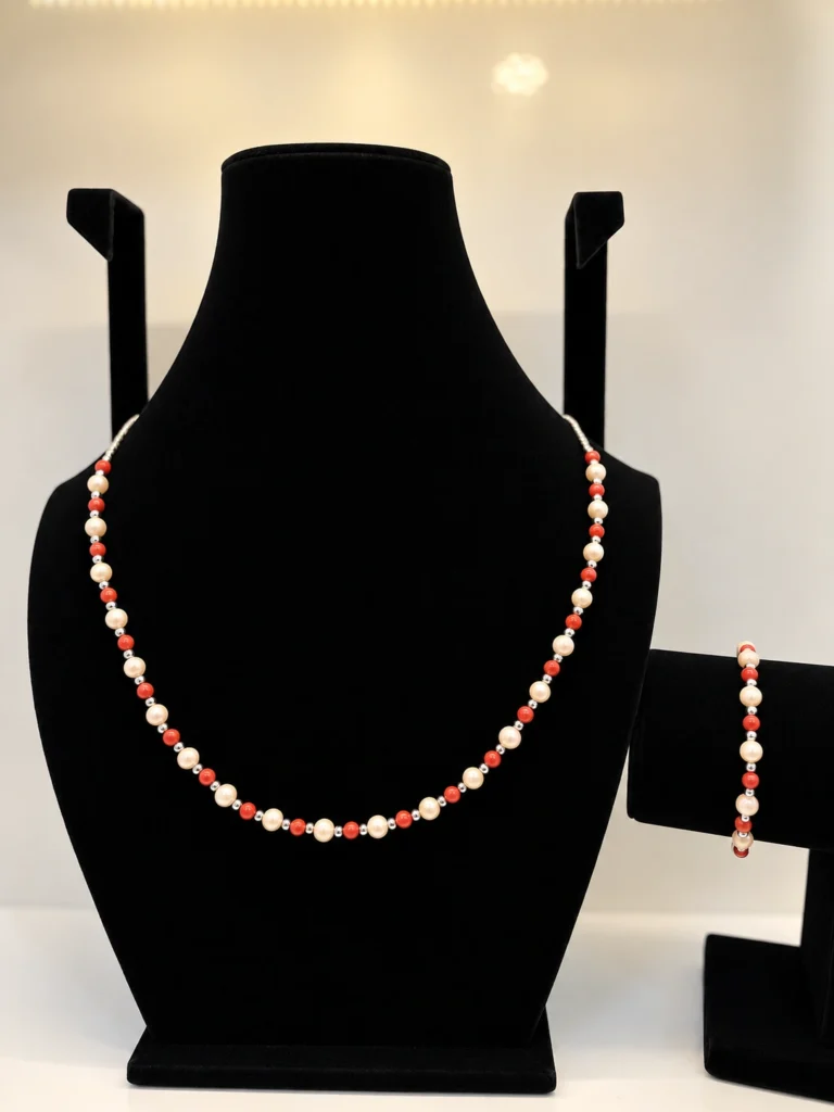 Coral & Peach Coral Necklace with Silver Spacers