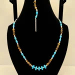 Turquoise & Tiger's Eye Beaded Necklace with Silver Accents