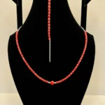 Coral Beaded Necklace with Silver Extension Chain